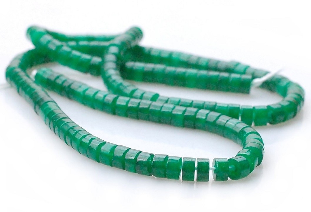 Agat zielony krążki 4 mm - sznur