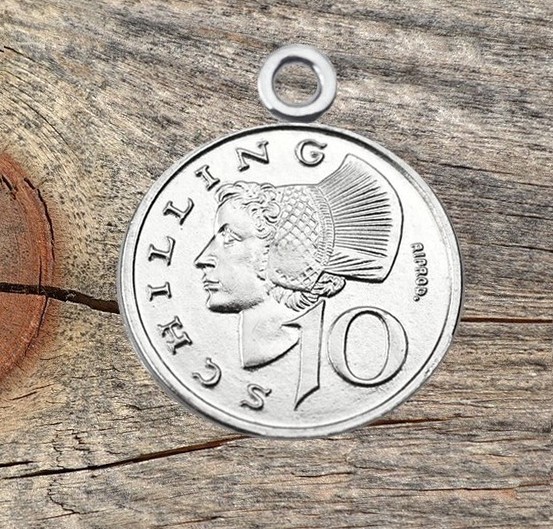 Zawieszka moneta 12 mm srebro 925 (M10 Szyling)