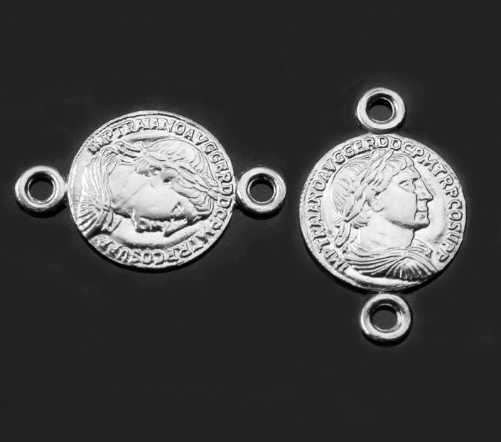 Łącznik moneta 8 mm srebro 925 (M6 Antyczna )