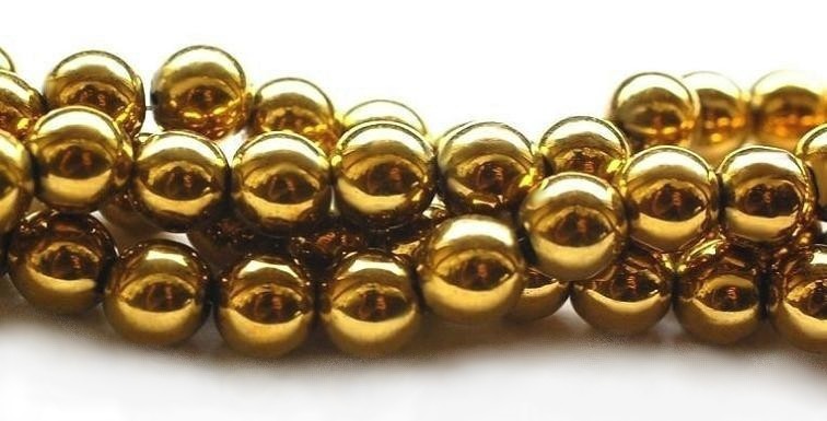 Hematyt złoty  kule  4 mm  - sznur  ( ZW)