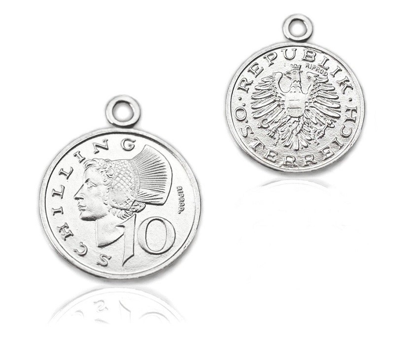 Zawieszka moneta 12 mm srebro 925 (M10 Szyling)