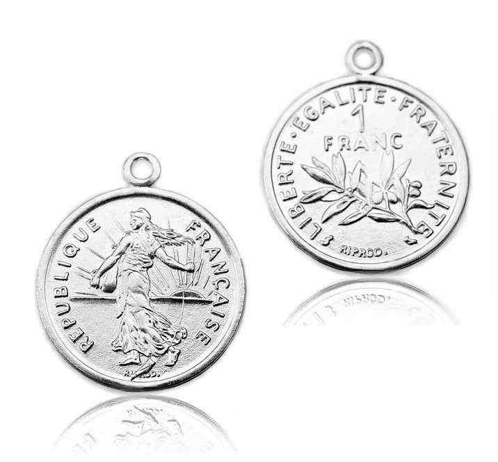 Zawieszka moneta 16 mm srebro 925 (M9 Franc)