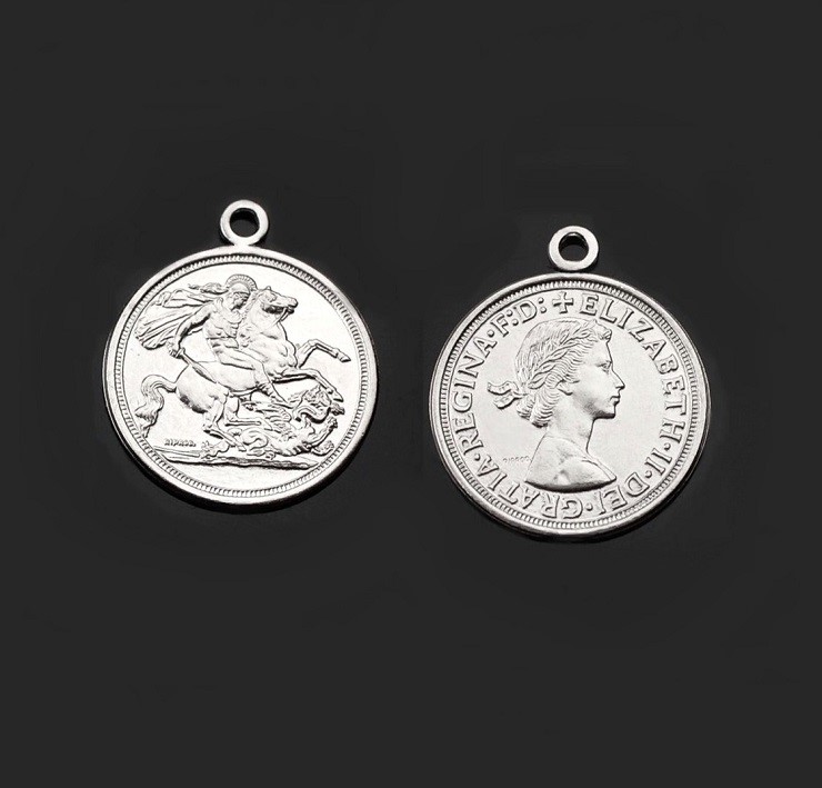 Zawieszka moneta 8 mm srebro 925 (M11 Elizabeth)