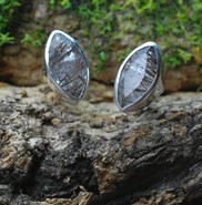 Kwarc z rutylem kolczyki markizy srebro 925 (K2)