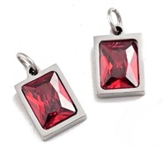 Stal chirurgiczna prostokąt z cyrkonią (Rubinowy)