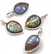 Labradoryt zawieszka liść srebro 925 (Z19)