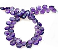 Ametyst fasetowane briolette cebulka - sznur (D)