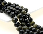 Obsydian złoty fasetowane oponki 8 mm - sznur