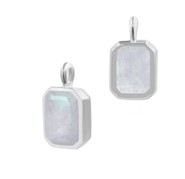 Kamień księżycowy zawieszka oktagon srebro (Z15)