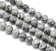 Jaspis picasso kule 6 mm -  sznur (szary)