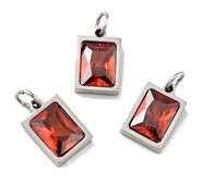 Stal chirurgiczna prostokąt z cyrkonią (Czerwony)