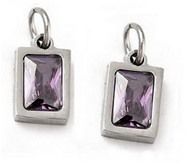 Stal chirurgiczna prostokąt z cyrkonią (Tanzanit)