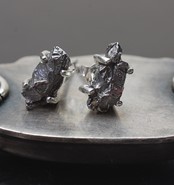 Meteoryt Campo Del Cielo kolczyki srebro 925 (K2)