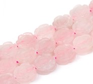Kwarc różowy rzeźbione róże - sznur 18 cm