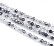 Kwarc z turmalinem fasetowane kule 4 mm - sznur