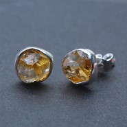 Cytryn  surowy  kolczyki  srebro 925 (K3)