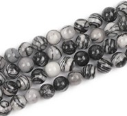 Jaspis picasso kule 6 mm -  sznur (szary )