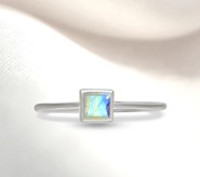 Kamień księżycowy pierścionek kwadrat 4 mm  (R6)