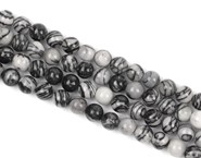 Jaspis picasso kule 4 mm -  sznur (szary )