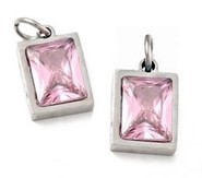 Stal chirurgiczna prostokąt z cyrkonią (Rose)