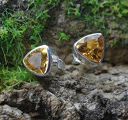 Cytryn trójkąty  kolczyki  srebro 925 (K6)