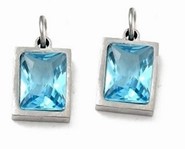 Stal chirurgiczna prostokąt z cyrkonią (Turkusowy)