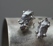 Meteoryt Campo Del Cielo kolczyki srebro 925 (K1)