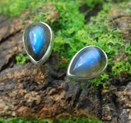 Labradoryt kolczyki krople srebro 925 (K5)
