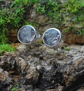 Kwarc z rutylem kolczyki koła srebro 925 (K1)