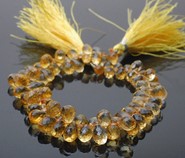 Cytryn  fasetowane briolette krople - sznur (CK2)