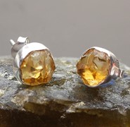 Cytryn  surowy  kolczyki  srebro 925 (K1)